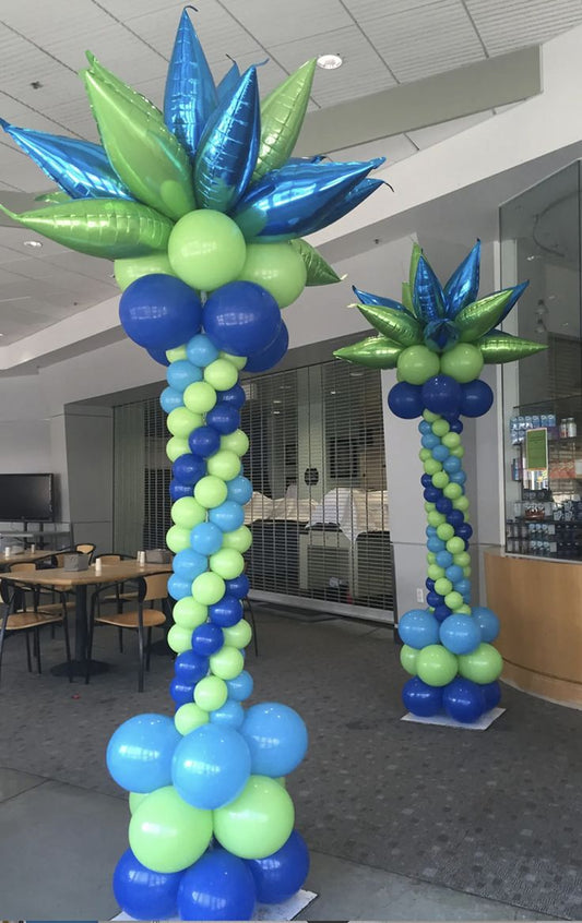 Balloon Blue and Green with Starburst on top Pillar/Column/Tower - Corporate Event, Grand Opening, Company Event Perfect for special occasion!