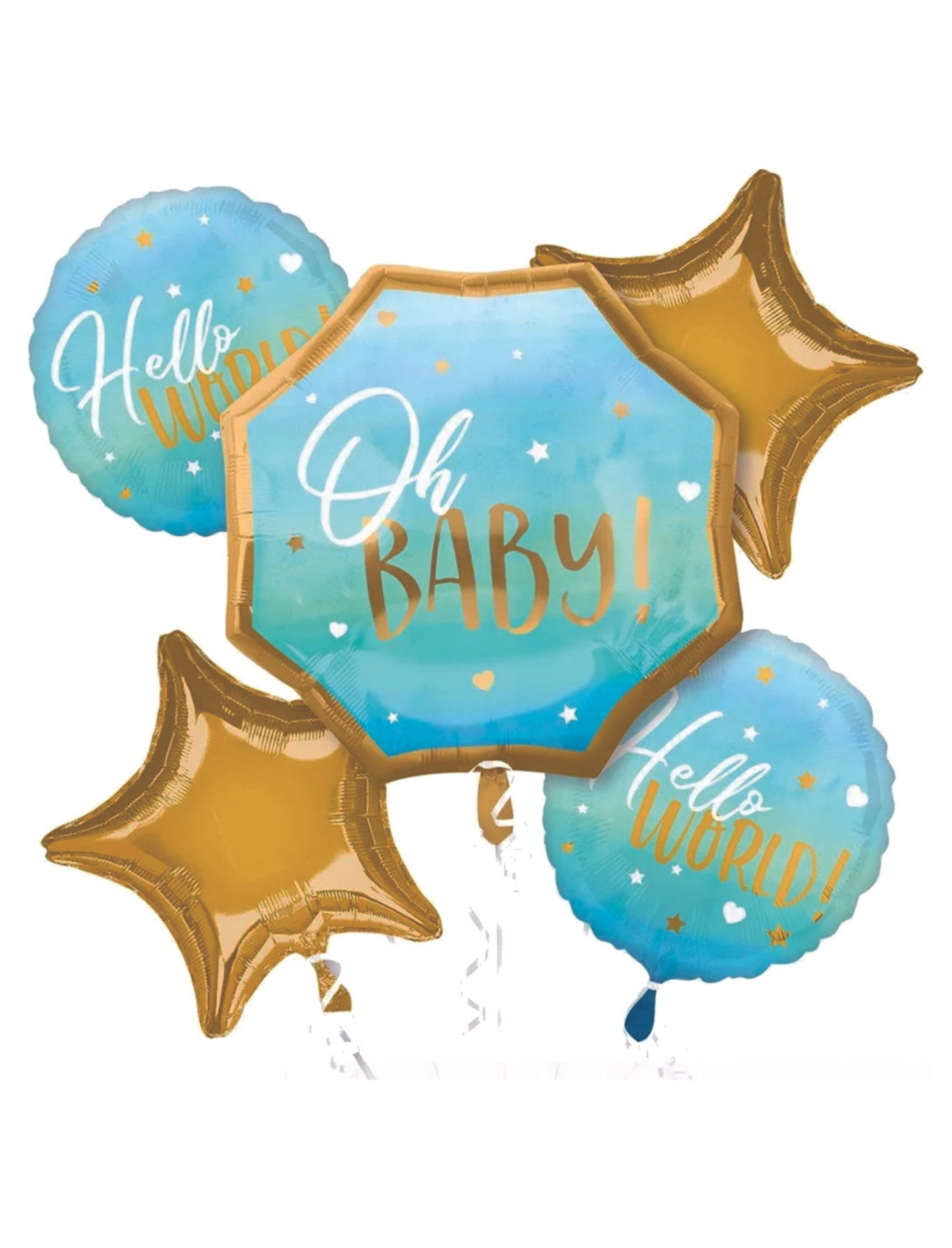 Oh Baby It‘s A Boy New Baby Gender Reveal Set Helium Balloon Bouquet Blue