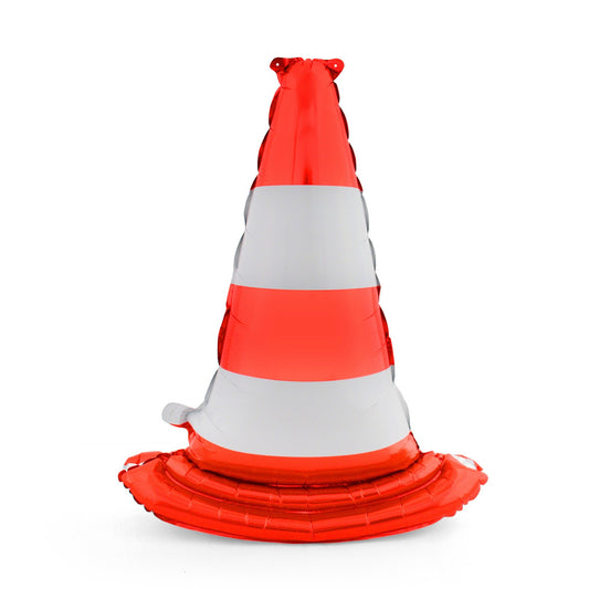 Orange White Traffic Cone Helium Foil Balloon - Car-Themed Perfect for any celebration!