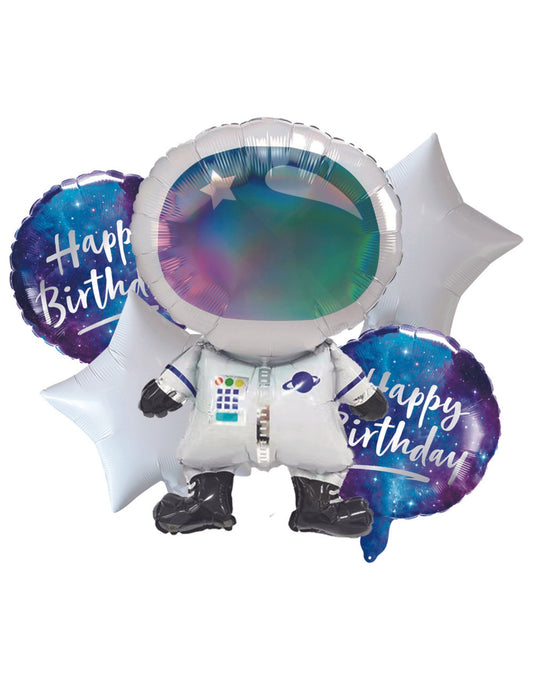 Astronaut Space Outer Space Birthday Blast Rocket Happy Birthday Astronaut Balloon Helium Balloon Set Bouquet Blue White Black