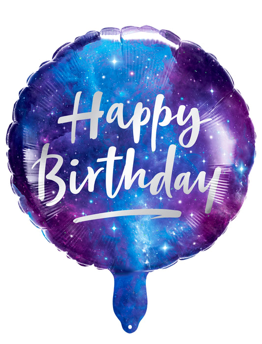 Happy Birthday Circle Outer Space Galaxy Theme Happy Birthday Balloon Kids Birthday Helium Balloon Bouquet Blue Violet