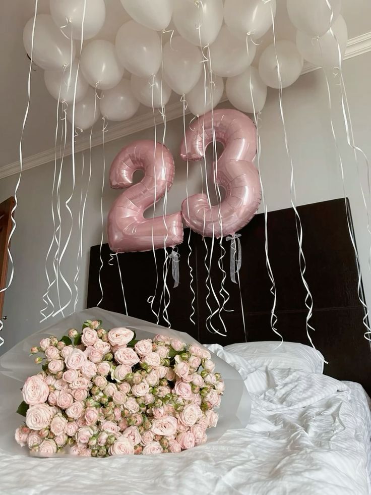 Helium Balloons Two Number Set Pink '23' and Latex Ceiling White - Perfect for any Occasions!