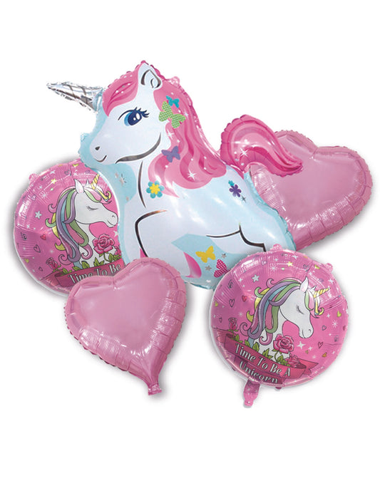 Time To Be a Unicorn Balloon Helium Balloon Set Bouquet Pink