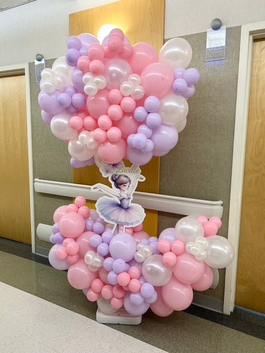 Hospital Setup Customized Ballerina with Balloons Purple, Pink and Pearl White and Helium Butterfly - Perfect for special occasion