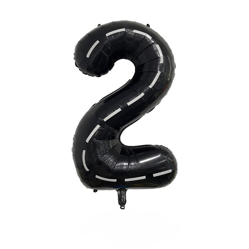 40-inch Foil Black Race Track-Themed Number Balloons (0-9) - Perfect for any Special Occasions