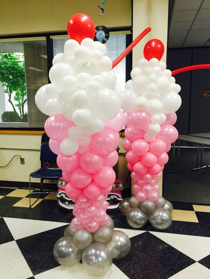 Balloon Silver, Red, White and Pink Designed Ice cream - Ice Cream-Themed Perfect for special occasions!