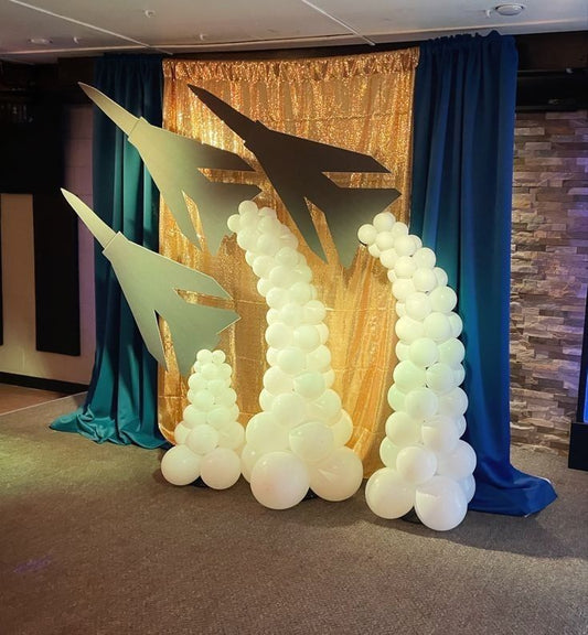 Customize Plane Board with Balloon White Pillar/Column/Tower Aircraft-Themed Decor – Soar Into Celebration!