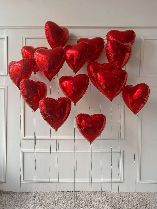 Red Heart-Shaped Helium Foil Balloons - Valentine's, Anniversary Perfect for special occasions!