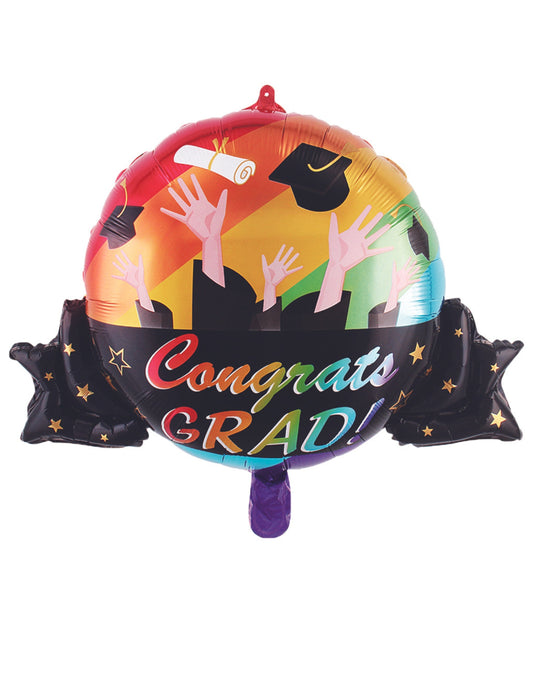 Congrats Grad Graduation Helium Balloon Bouquet Black