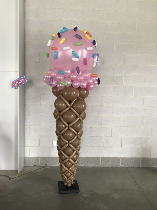 Balloon Purple and Brown Designed Ice cream with White, Purple, Pink, Green and Blue Sprinkles Design - Ice Cream-Themed Perfect for special occasions