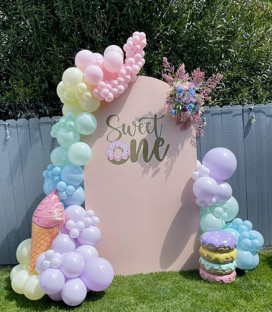 Donut Icecream Themed Customize Backdrop and Balloons Pink Themed Birthday Party Clear Balloon Helium Handmade Ribbon