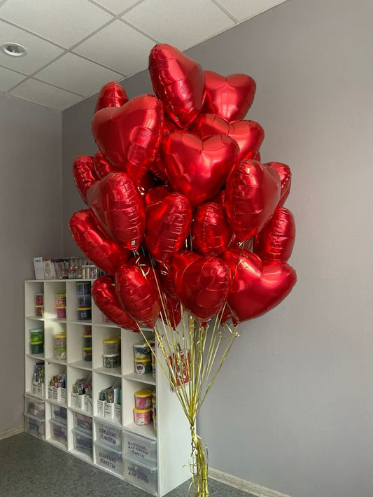35pcs Red Heart-Shaped Helium Foil Balloons - Valentine's, Anniversary Perfect for special occasions!