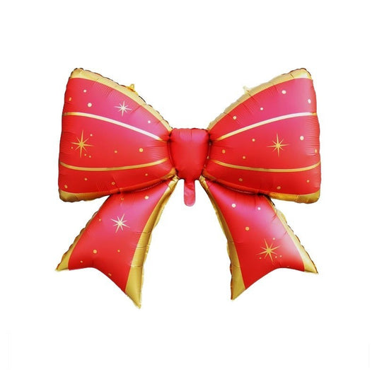 Red Gold Bow Ribbon Helium Foil Balloon - Perfect for any celebrations