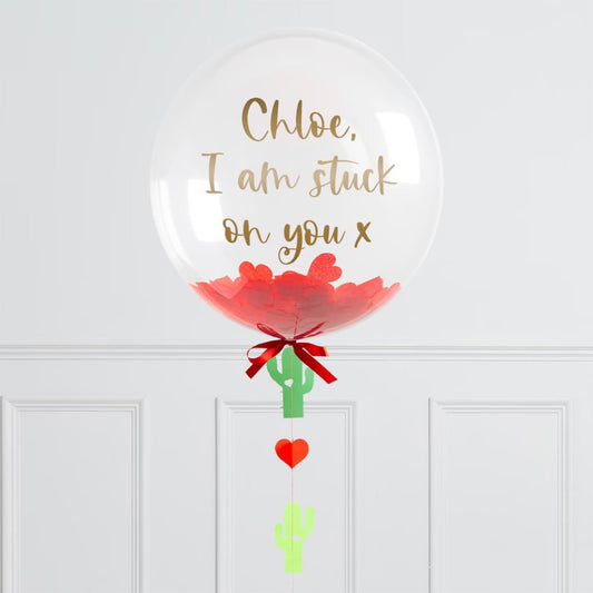 Personalised Helium Balloon Cactus Confetti Helium Bubble Balloon Elevate Your Celebration with Our Stunning Helium Bubble Balloon Bouquet