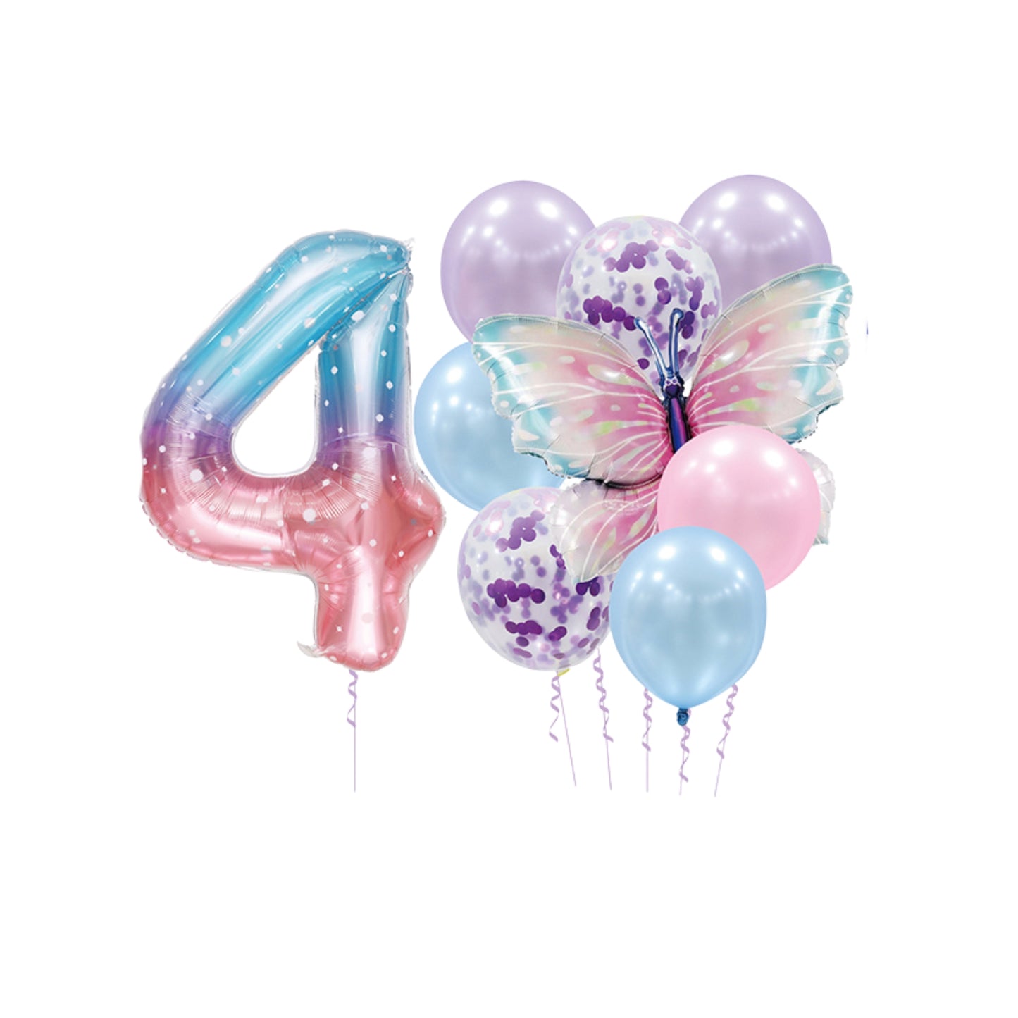 Helium Galaxy Single Number Set Balloons with Butterfly and Latex - Perfect for Magical, Galaxy-Themed, Garden-Themed Celebrations