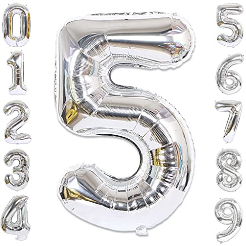 40-inch Number Balloon 0-9  Kids Birthday Helium Balloon Bouquet Silver