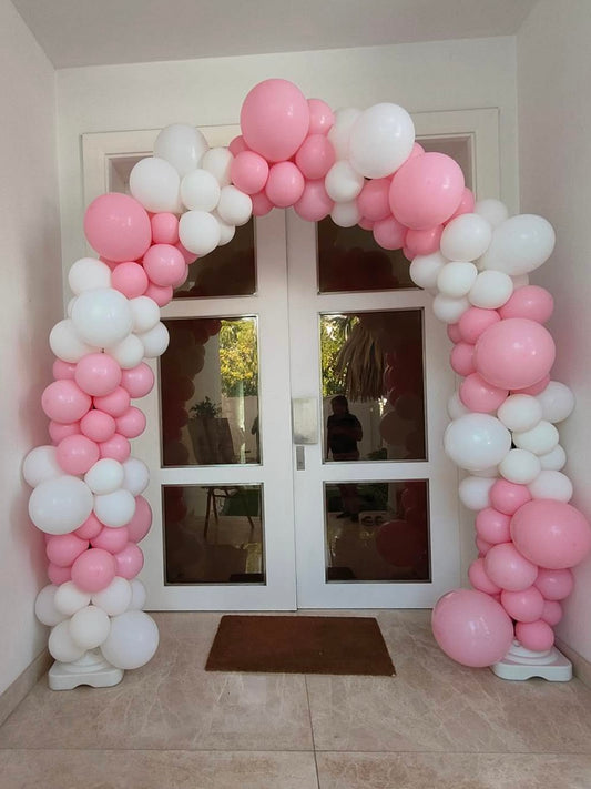 Entrance Arch Organic Arrangement Balloon White and Pink - Customizable Design, Perfect for Company Event!