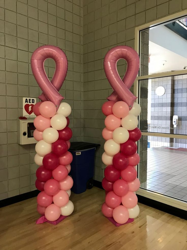 Pillar/Column/Tower Pink and White with Customize Pink Bow Foil Balloons - Customizable Design