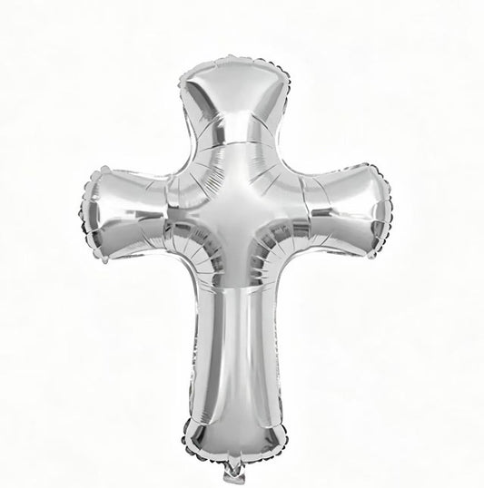 Helium Cross Stand Baptism Christening Perfect for special occasion silver