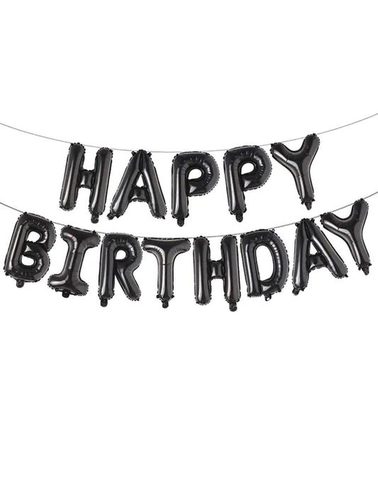 Happy Birthday Kids Birthday Foil Balloon Banner Black