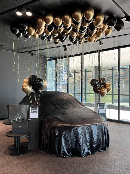 Car Surprise Balloon Black and Gold Helium Latex - Perfect for Any Bold Celebrations