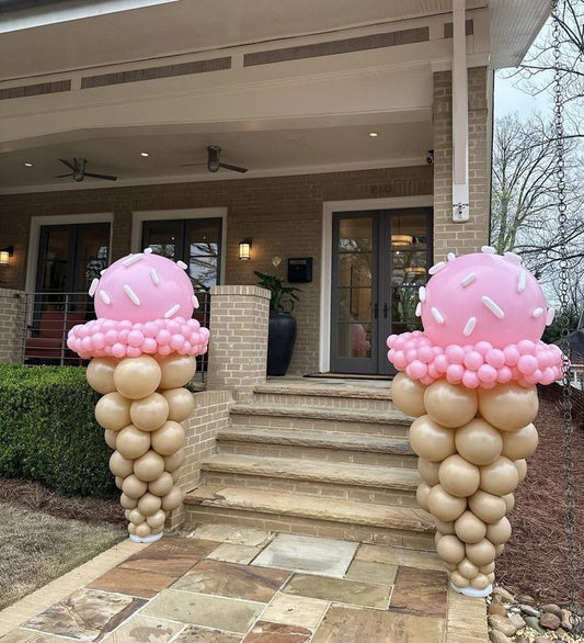 Balloon Pink and Brown Designed Ice cream with White Sprinkles Design - Ice Cream-Themed Perfect for special occasions!