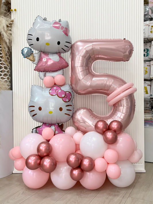 Platform Pink Number '5’ with Hello Kitty Balloon accents – Customizable Design