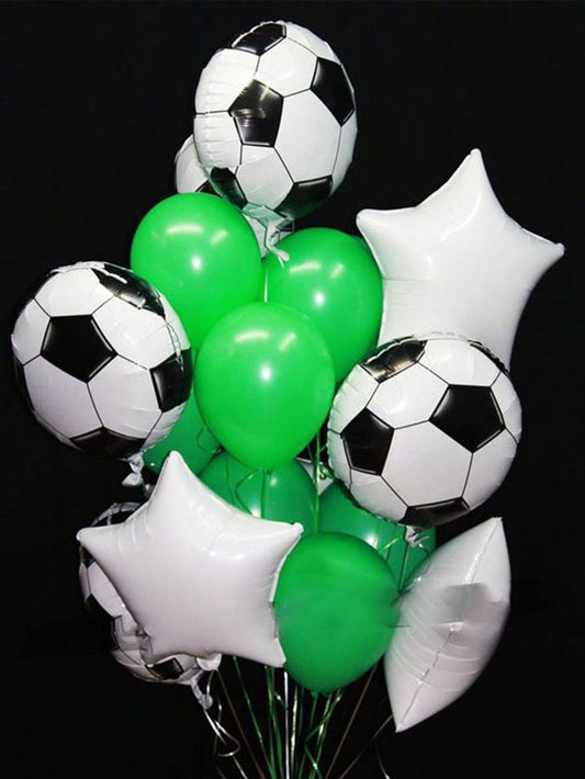 Balloon Soccer Ball and White Star Foil with Green Latex Helium Bunch - Sports-Themed, Football-Themed Soccer-Themed Perfect for any Occasions!