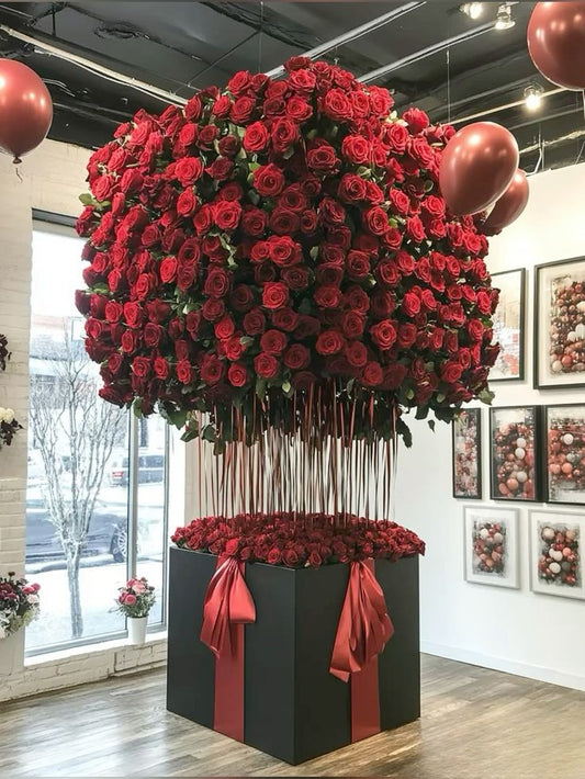 Customize Red Roses with Set of Helium Balloons - Floral Fresh
