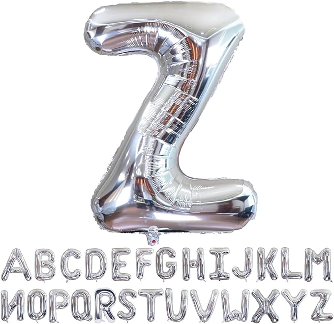 Helium Silver Letters A-Z Balloons