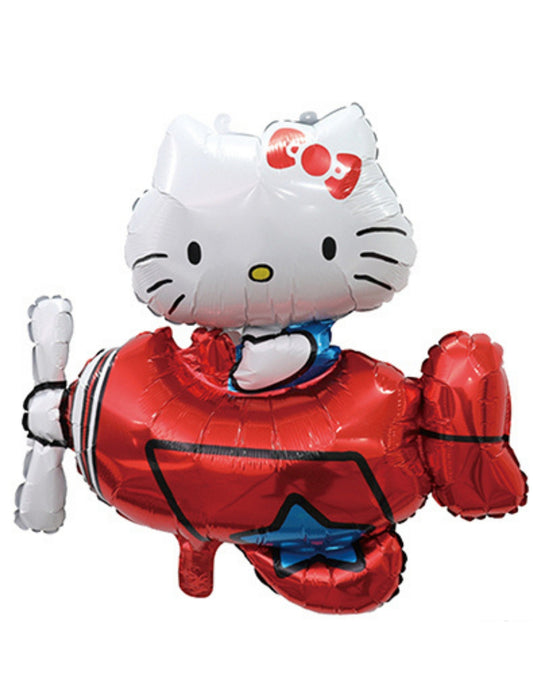 Hello Kitty Cat Red Airplane Kids Birthday Helium Balloon Bouquet