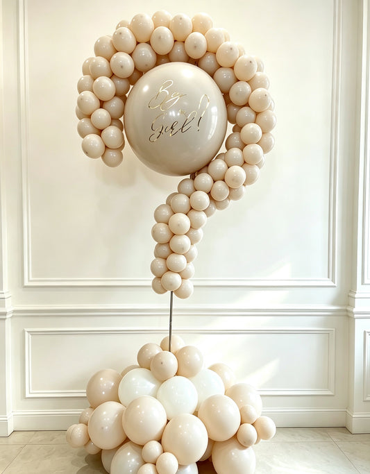 Pillar/Column/Tower Question Mark Designed Gender Reveal Beige and White Balloons with Customize Sticker - Customizable Design