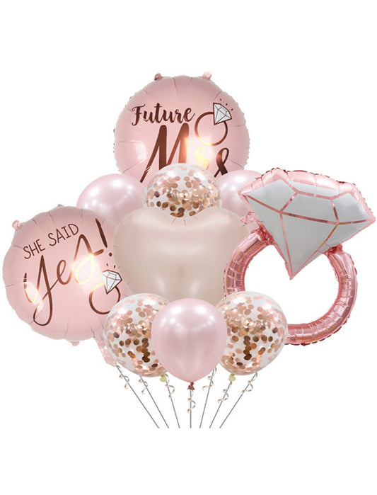 Future Mrs She Said Yes Engagement Party Proposal Set Helium Balloon Bouquet Pink