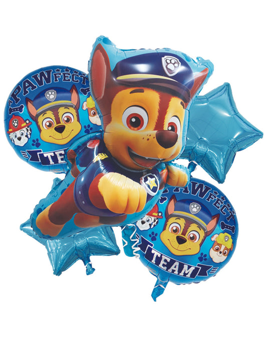 Paw Patrol Super Pop Heroes Team Cartoon Theme Balloon Happy Birthday Balloon Kids Birthday with Helium Balloon Set Bouquet Blue