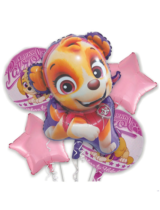 Skye Paw Patrol Superhero Team Happy Birthday Helium Balloon Set Bouquet Pink
