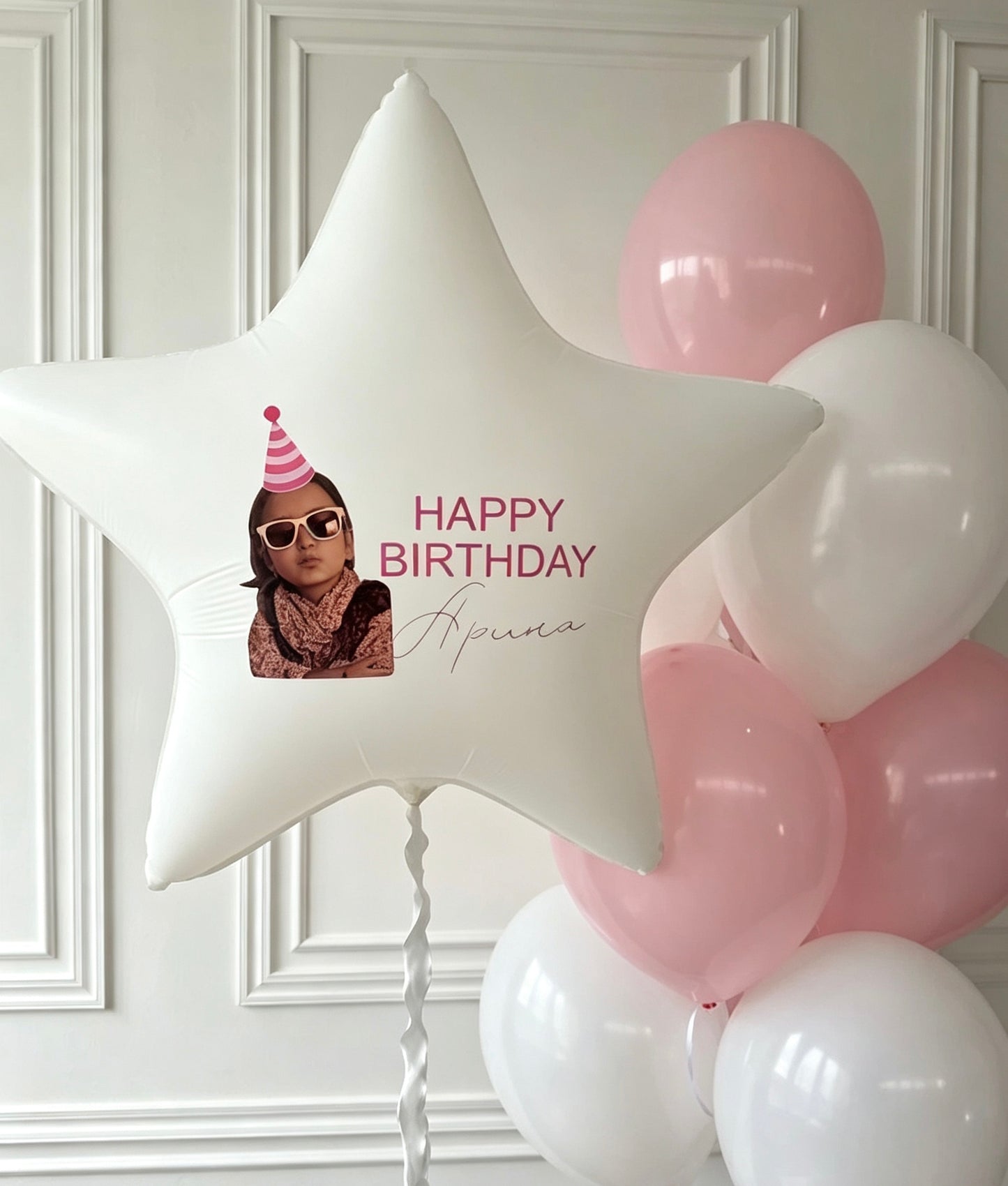 Customization Photo Balloon Personalised Latex Customize Sticker Photo and Latex Customizable Design Pink Large Star White