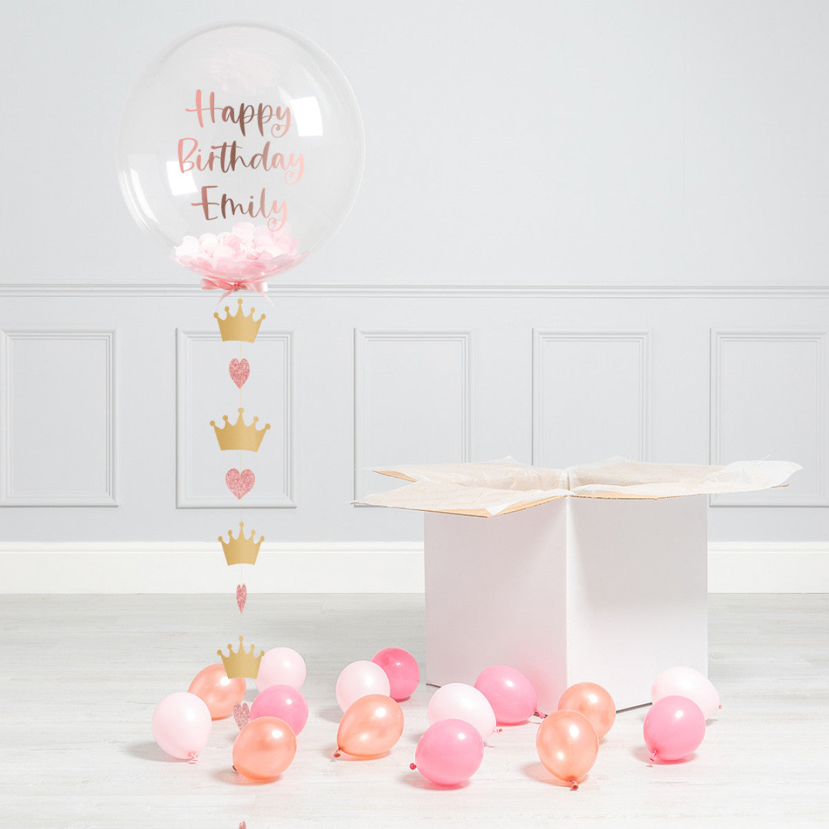 Personalised Helium Balloon Princess Confetti  Helium Bubble Balloon Elevate Your Celebration with Our Stunning Helium Bubble Balloon Bouquet