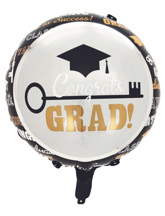 Congrats Grad Graduation Helium Balloon Bouquet White