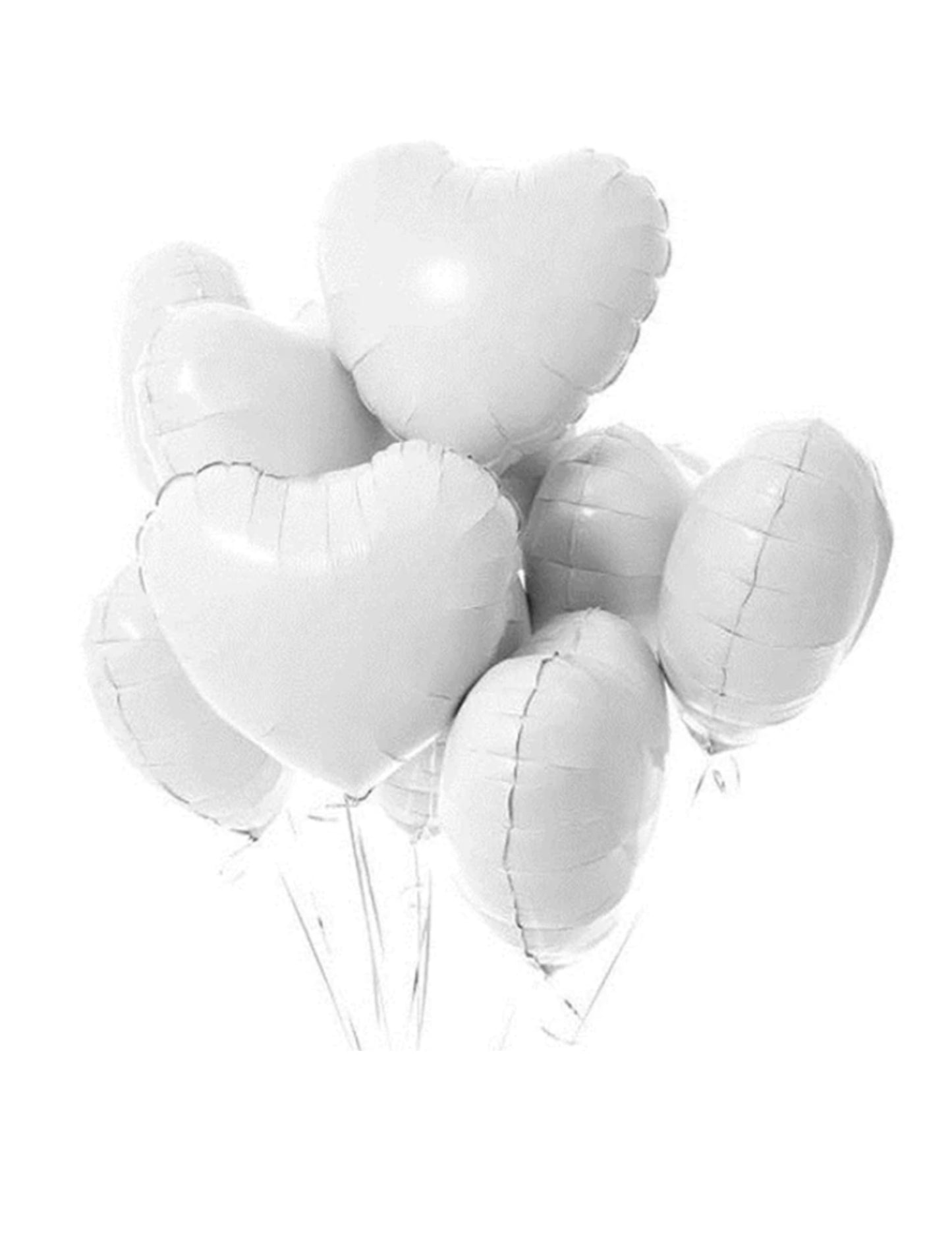 8 pcs White Heart Valentine's Day Set Thank You Helium Balloon Bouquet White