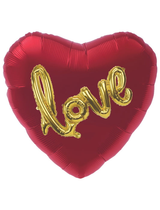 Heart with Love Letter Valentine's Day Helium Balloon Bouquet Red