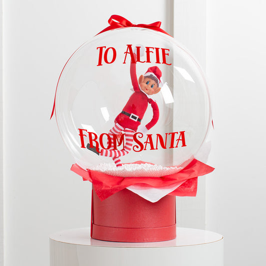 Personalised Christmas Balloon Christmas Greetings Balloon with Festive Elf Inside