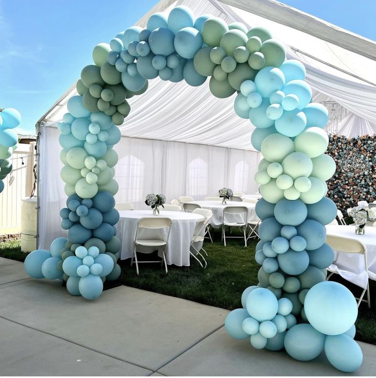Balloon Arch Blue, Olive Green, Mint Green Organic Arrangement - Corporate Event, Grand Opening, Company Event Perfect for special occasion!