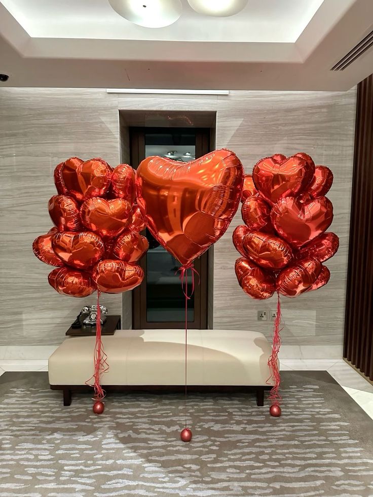 32pcs Red 20" and 1pcs 35" Heart-Shaped Helium Foil Balloons Bunch with Bow Tie - Valentine's, Anniversary Perfect for special occasions!