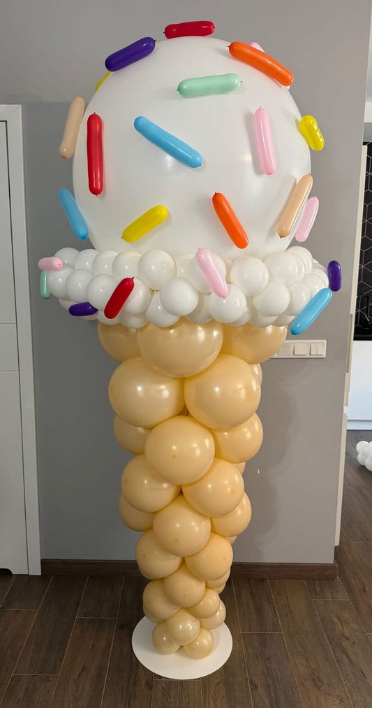 Balloon White and Beige Designed Ice cream with Blue, Orange, Red and Yellow Sprinkles Design - Ice Cream-Themed Perfect for special occasions!