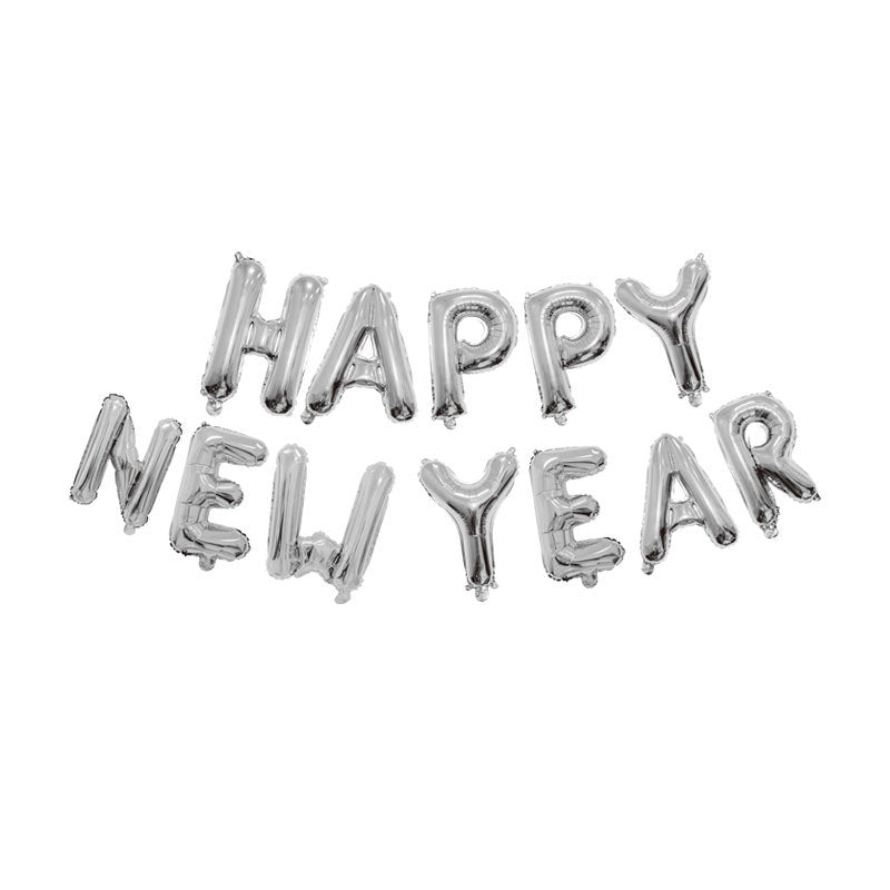 Silver HAPPY NEW YEAR Foil Balloon Banner Silver - Perfect for New Year Celebration!