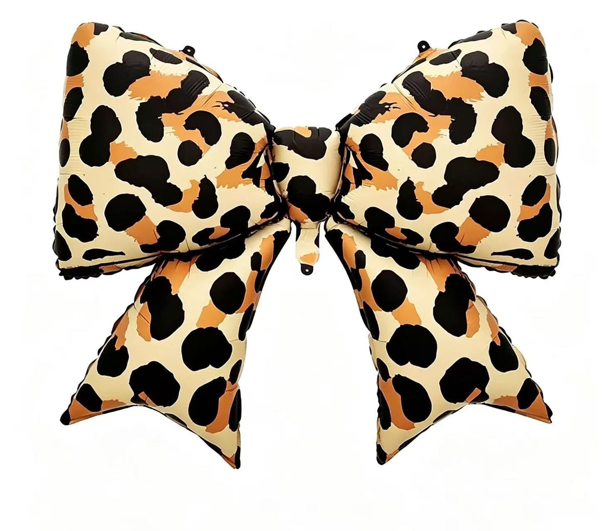Large Leopard Print Bow Ribbon Helium Foil Balloon - Perfect for any celebrations