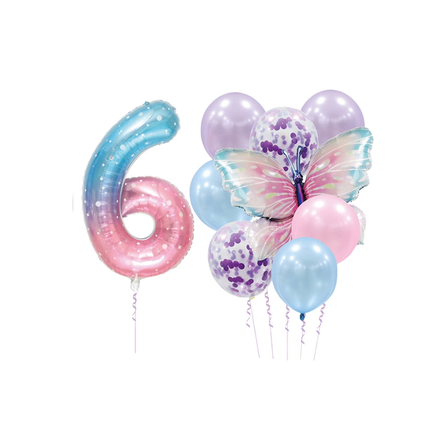 Helium Galaxy Single Number Set Balloons with Butterfly and Latex - Perfect for Magical, Galaxy-Themed, Garden-Themed Celebrations