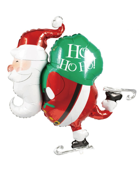 Ho Ho Ho Skating Santa Christmas Santa Claus Balloon Helium Balloon Red White Green