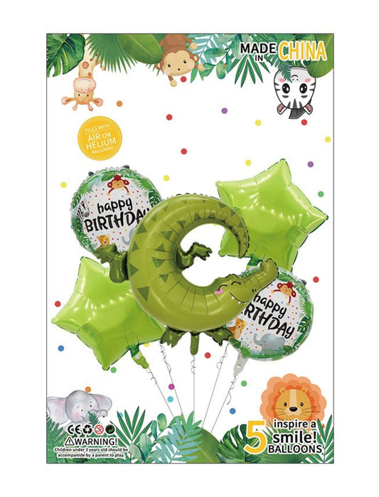 Crocodile Theme Kids Birthday Safari Animal Jungle Balloon Set Helium Balloon Bouquet Green