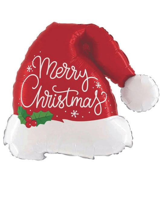 Merry Christmas Hat Santa Claus Christmas Celebrating Helium Balloon Red White